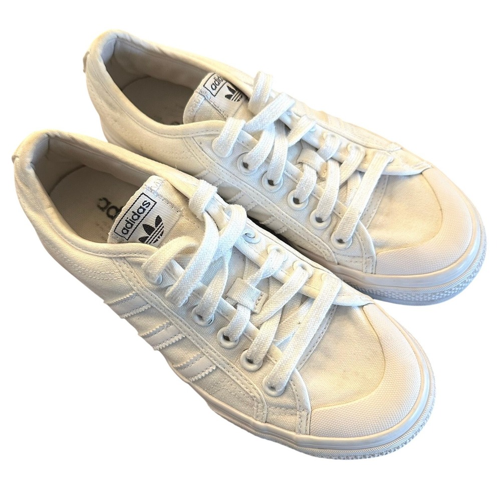 Adidas Nizza Platform Women 7.5 White FV5322 Canvas Low Top Sneakers